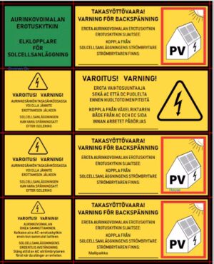 Aurinkosähkön Merkintätarrat